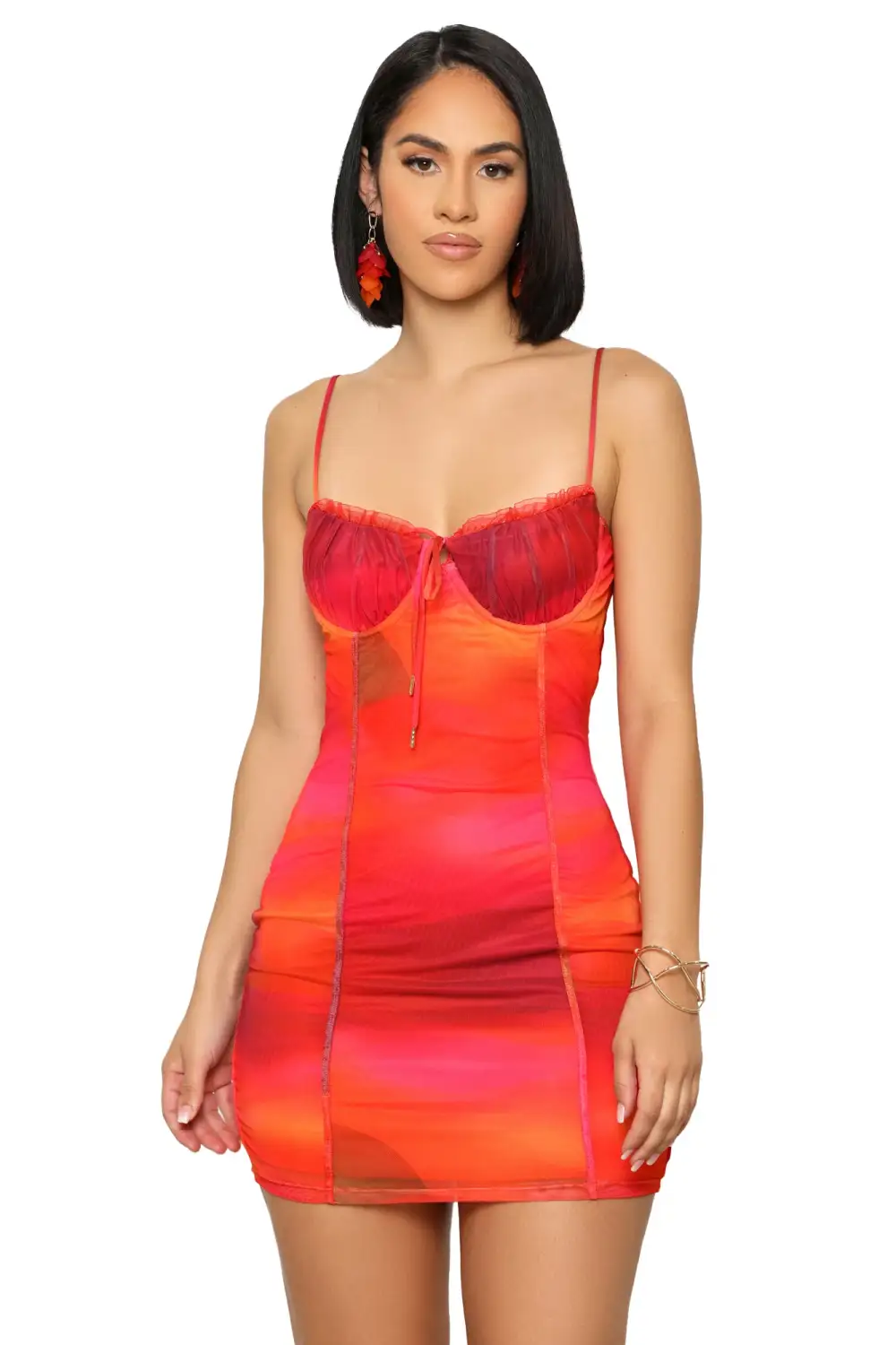 Horizon Glow Mesh Mini Dress