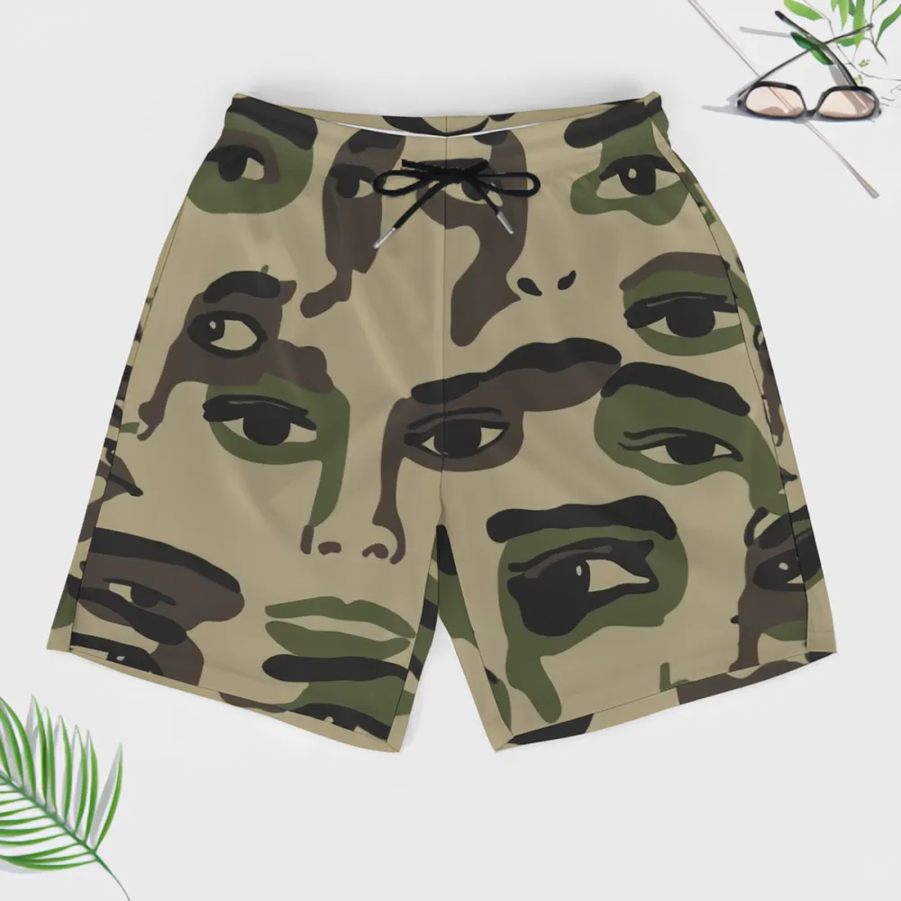Artistic Camouflage Print Sports Board Shorts