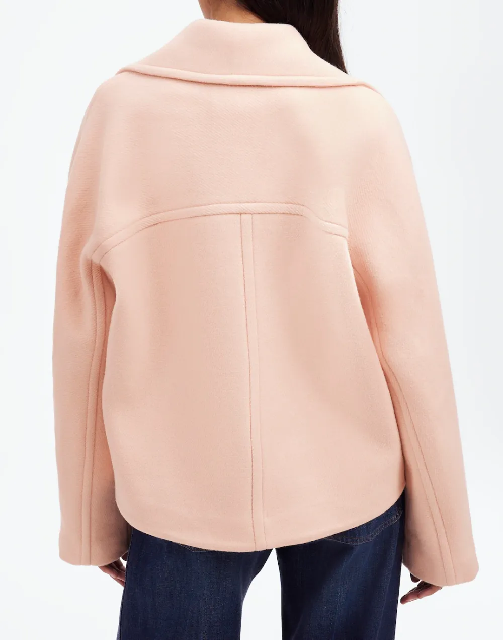 Oversized-Collar Short Peacoat