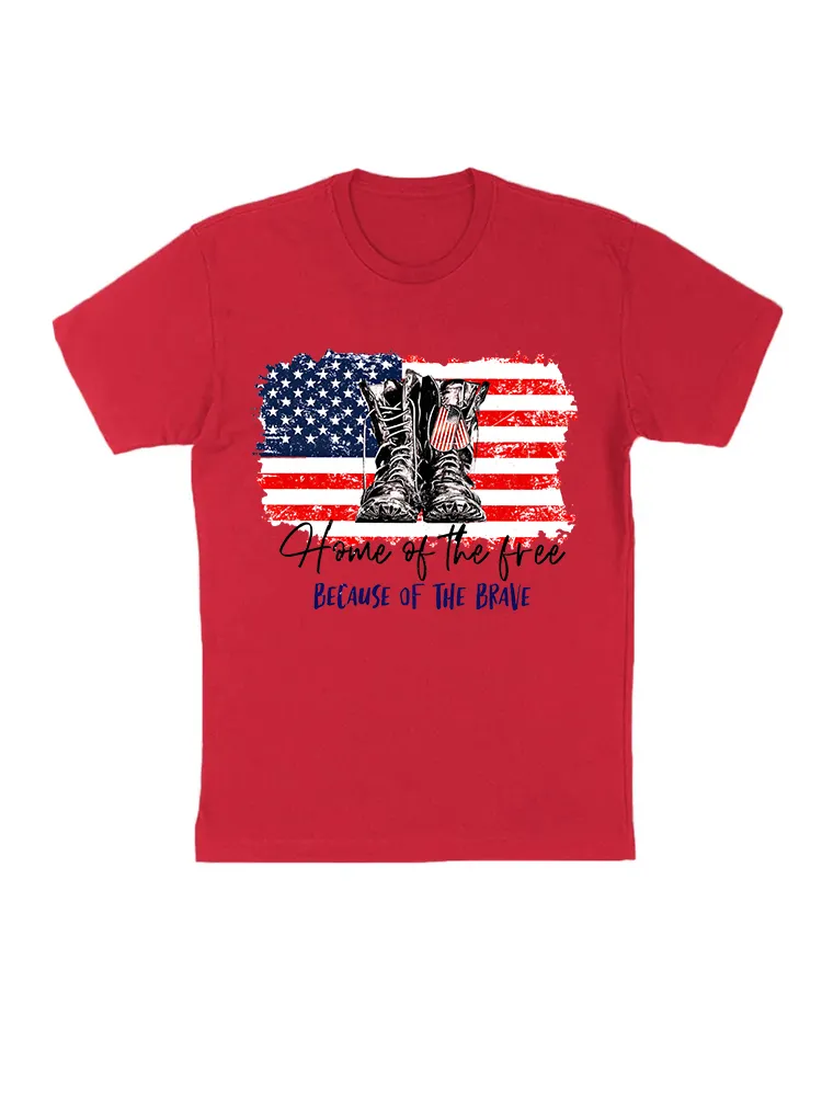 Home Of The Free Because Of The Brave Tank USA Flag T-Shirt