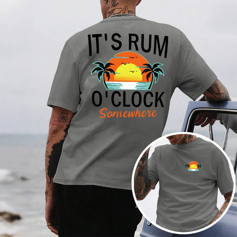 Funny Beach Rum Drinking Shirt, It’S Rum O’Clock Somewhere