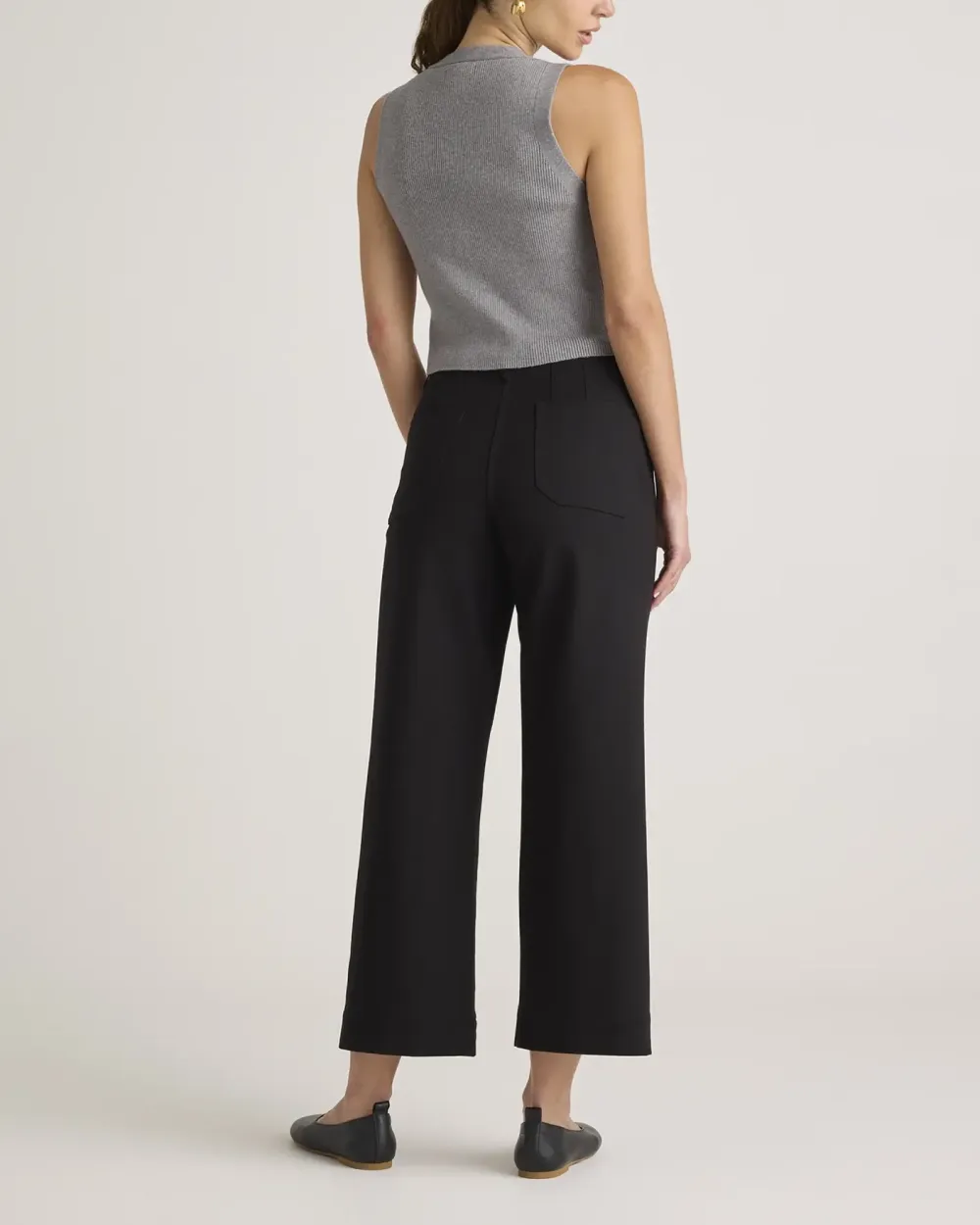 Ultra-Stretch Ponte Cropped Wide Leg Pants