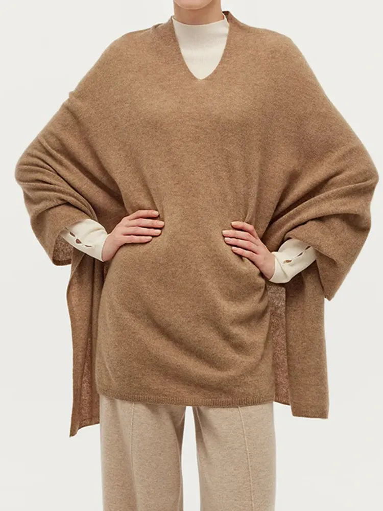 100% Cashmere Pullover Poncho Sweater