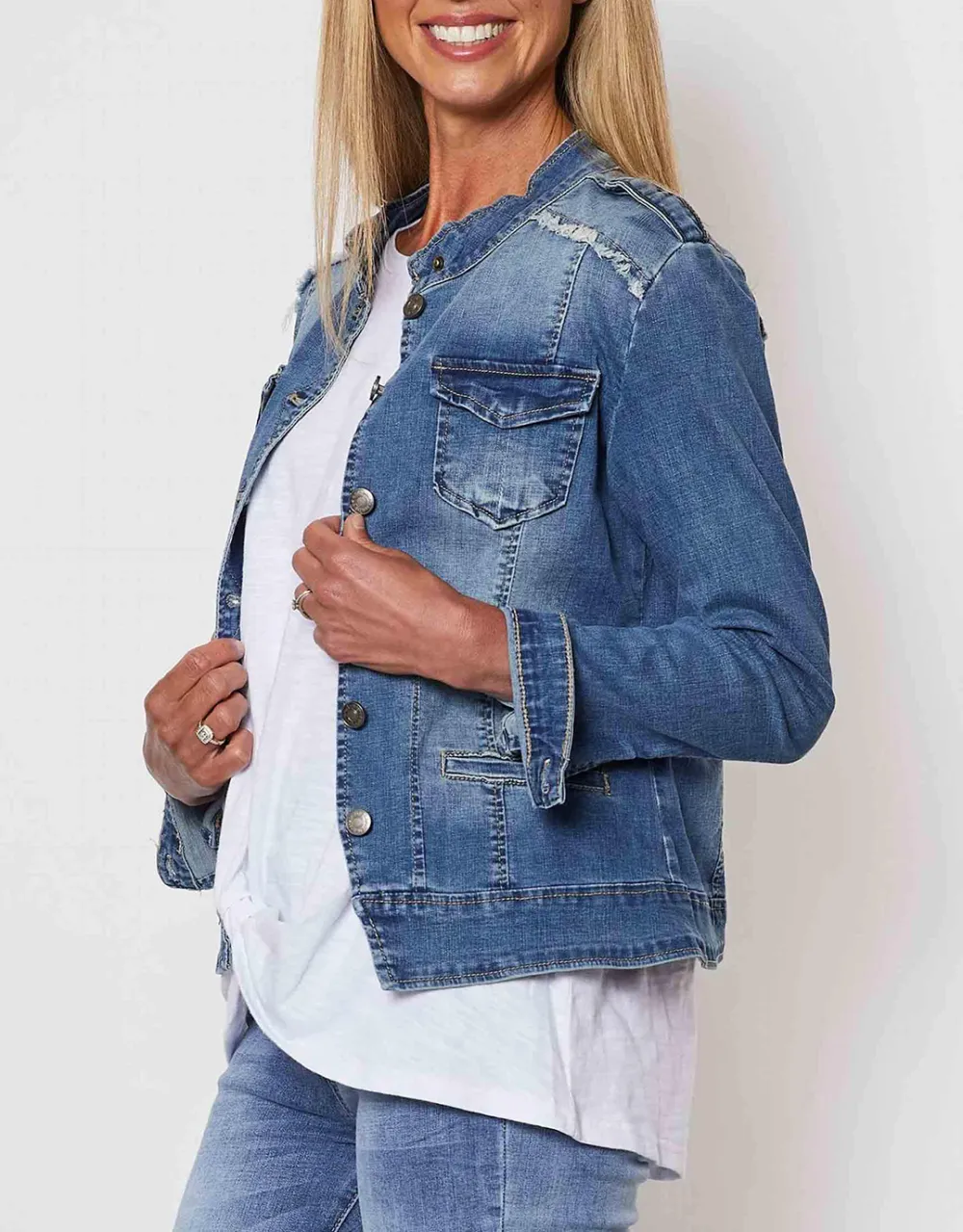 Military Denim Jacket - Denim