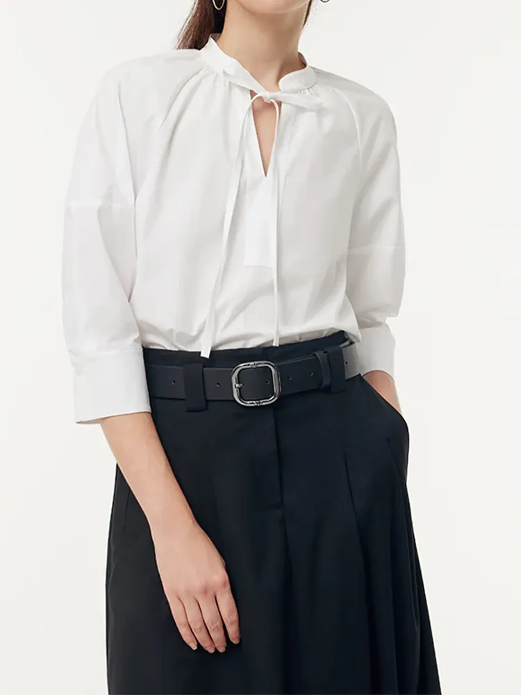 Cotton Tie Front Women Blouse