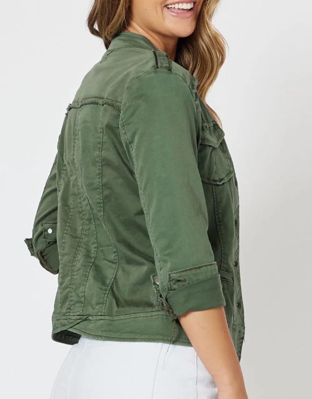 Military Denim Jacket - Khaki