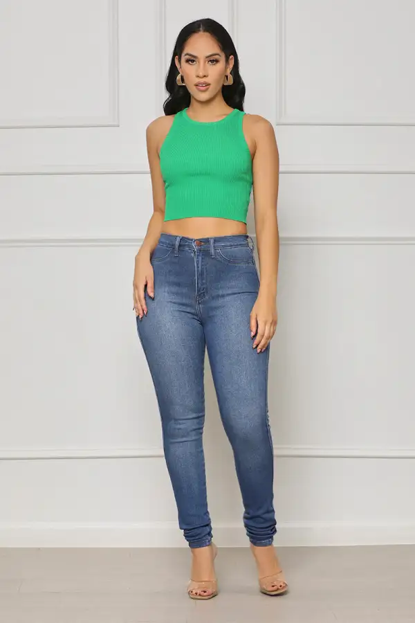 Easy Upgrade Ribbed Crop Top (Green)- FINAL SALE