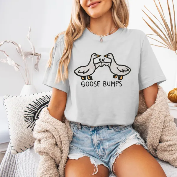 Embroidered Goose Bumps shirts, Goose Bumps Embroidery Crewneck, Funny tshirts, Unisex Goose Embroidered, Animal Crewneck