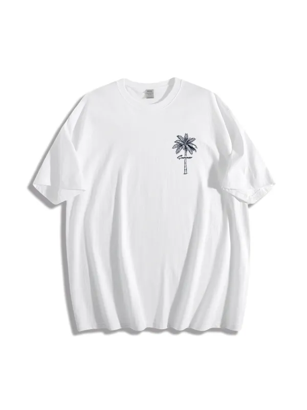 For Men Graphic Crew Neck Coconut Palm Trees T-Shirt