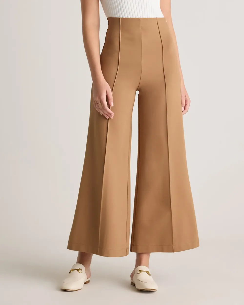 Ultra-Stretch Ponte Super Wide Leg Ankle Pants