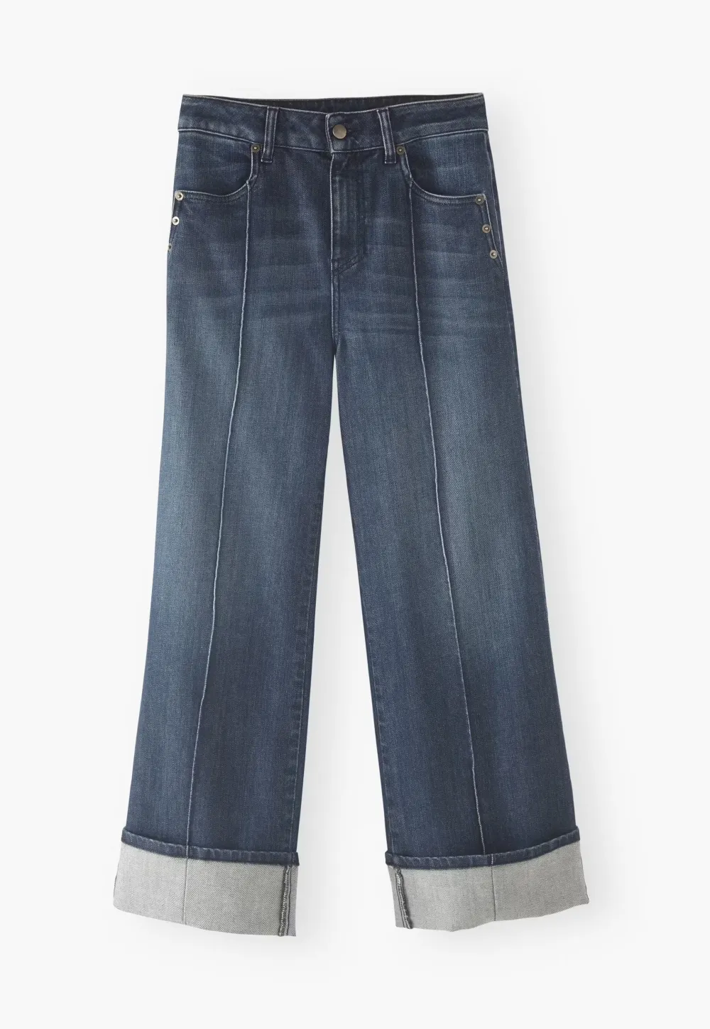 Straight turned-up-hem jeans
Stretch cotton