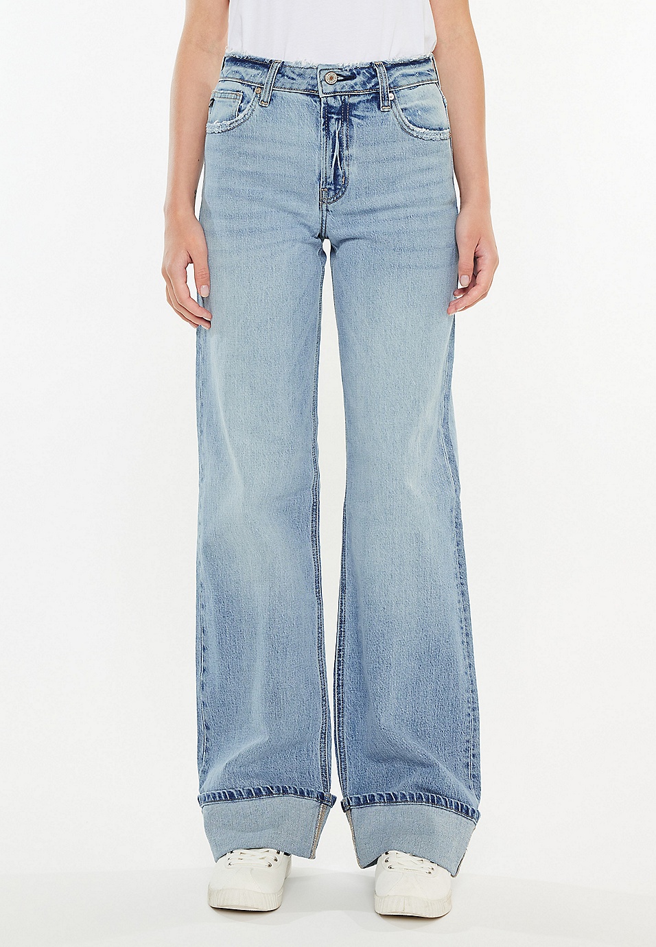 KanCan High Rise Cuffed Wide Leg Jean