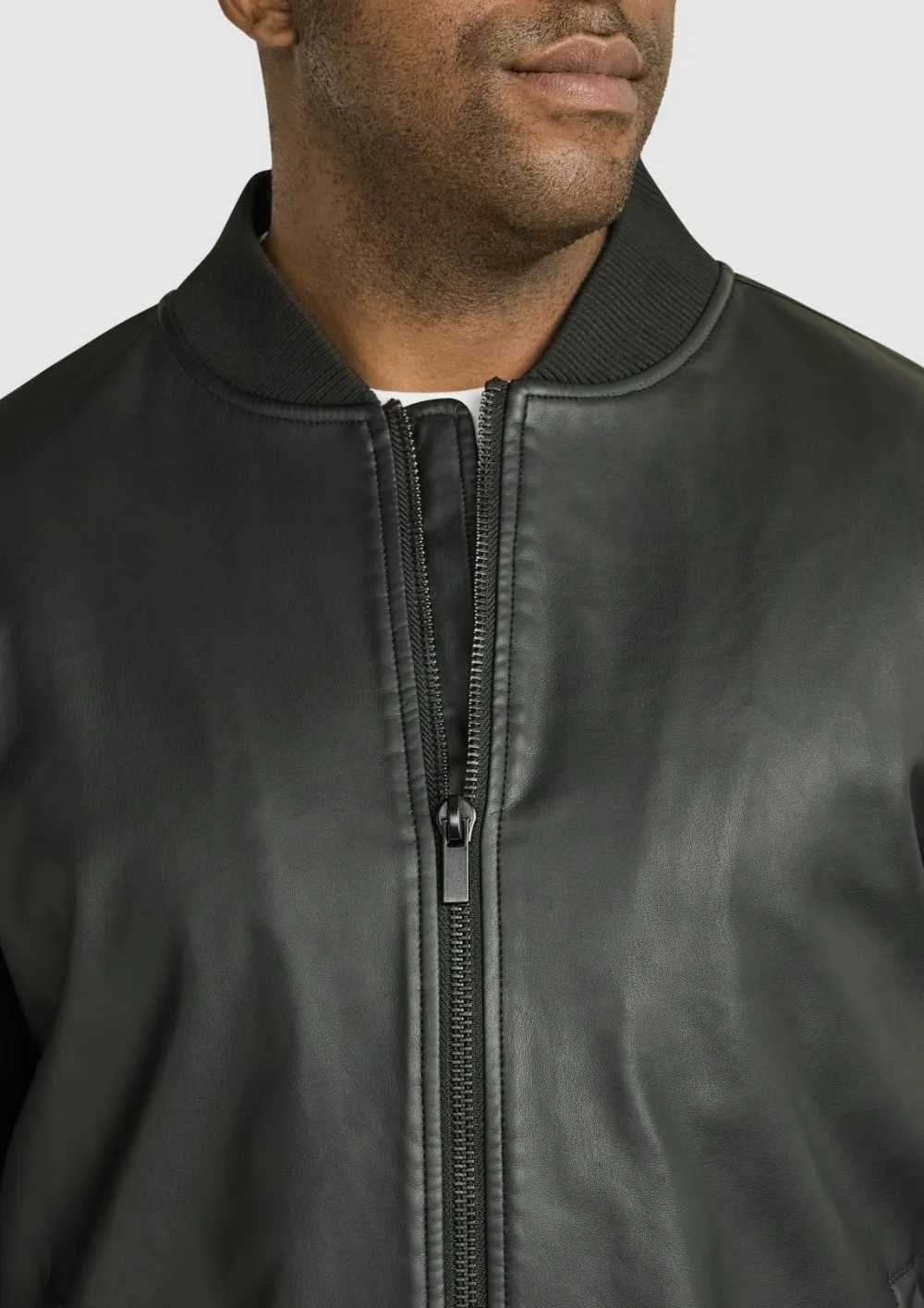 BLACK CURTIS FAUX LEATHER BOMBER