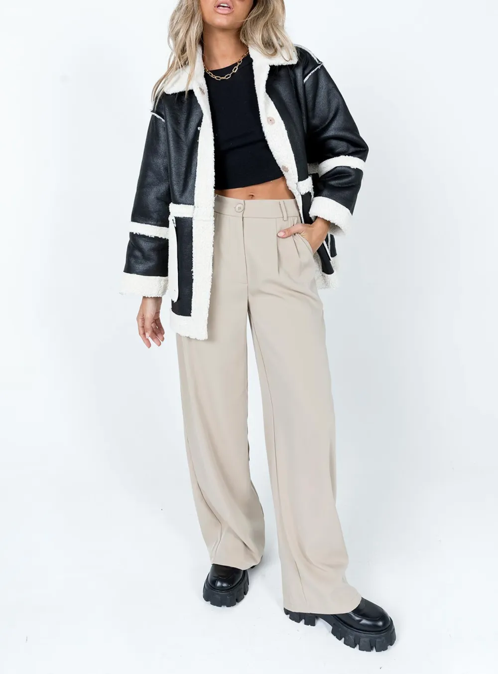 Lexie faux leather jacket black