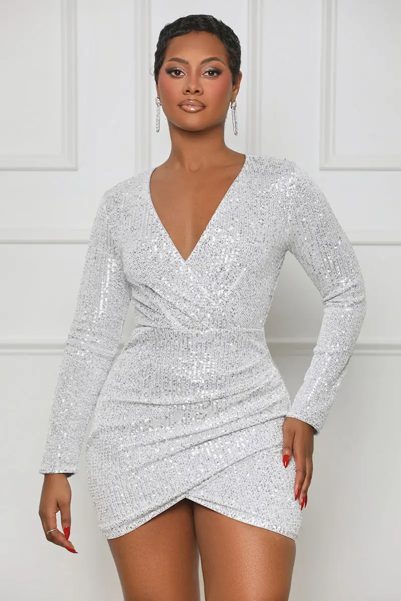 Shine For You Sequin Mini Dress (White Multi)- FINAL SALE