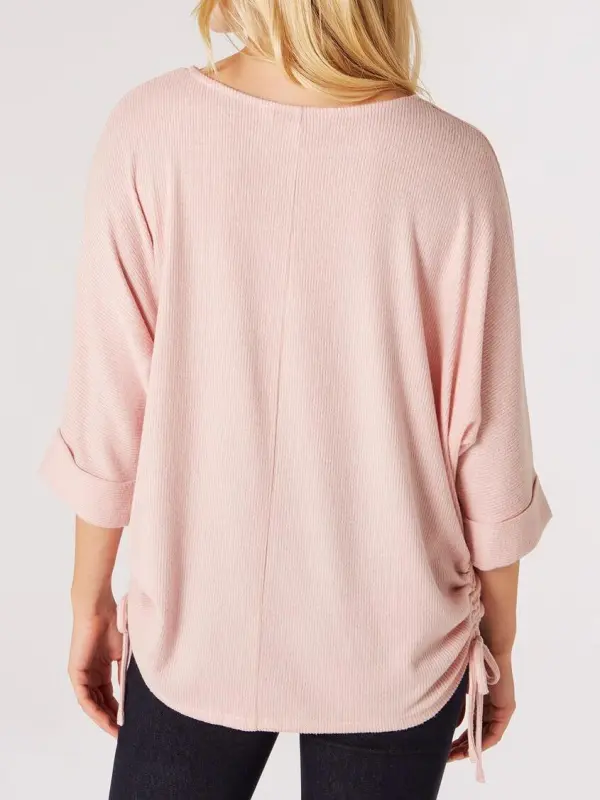 Soft Touch Drawstring Batwing Top