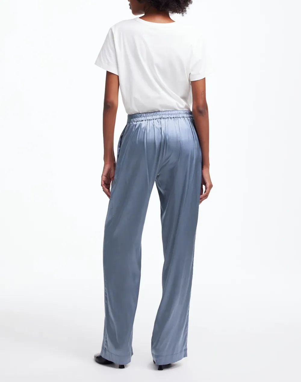 Pull-On Straight Pants in Stretch Satin