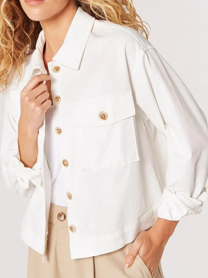 Cotton Blend Lightweight Cropped Jacket