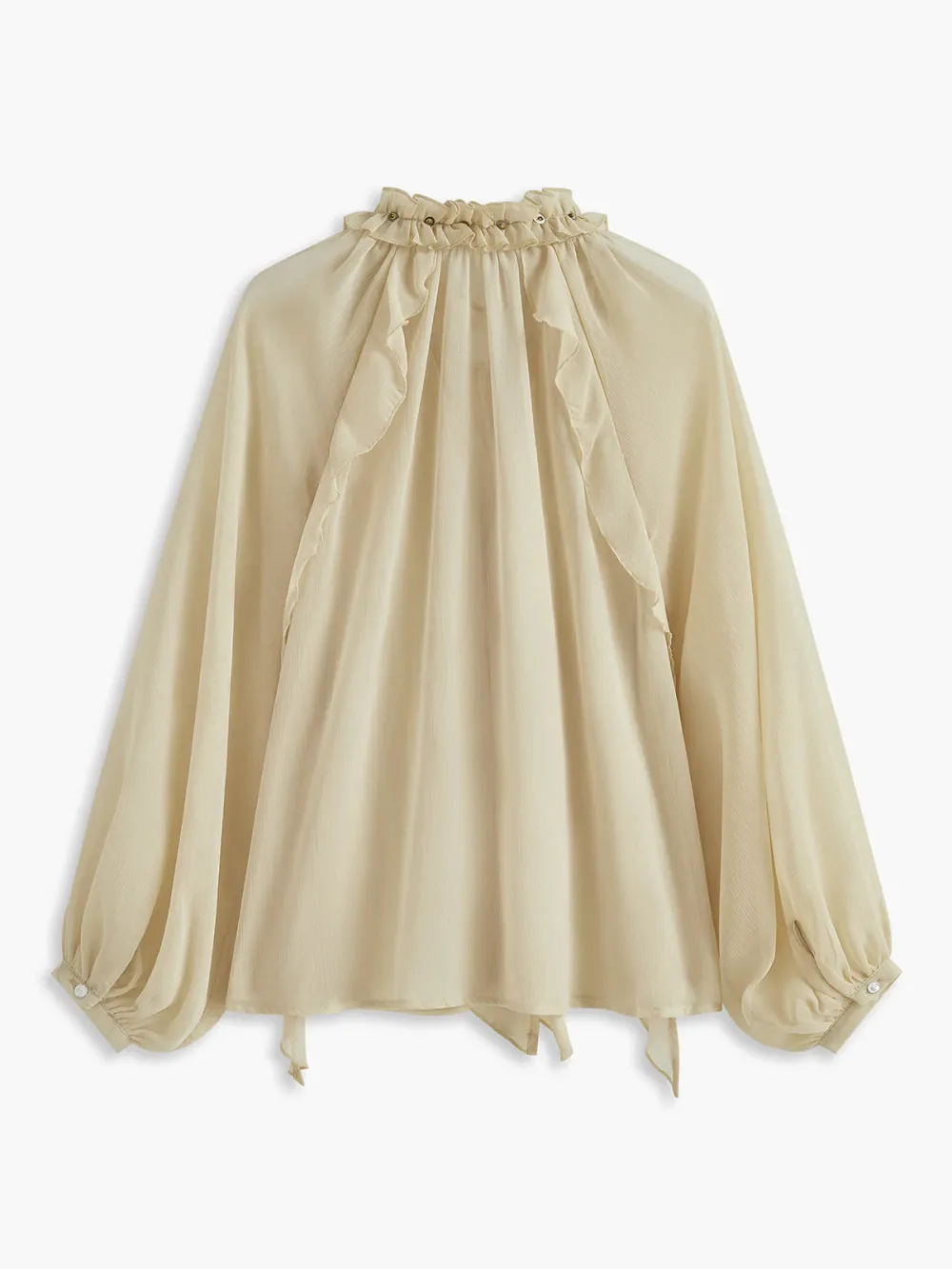 Chiffon Ruffled Tie Front Blouse