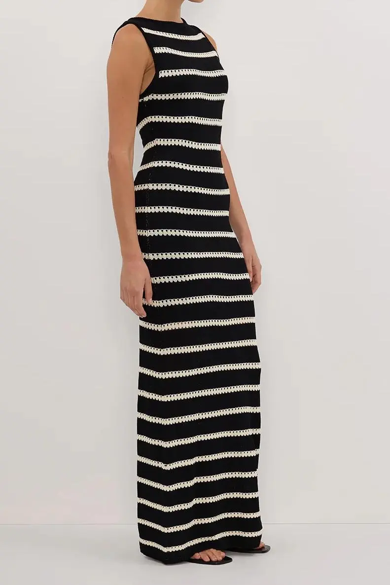 SAM STRIPE BOAT NECK MAXI DRESS