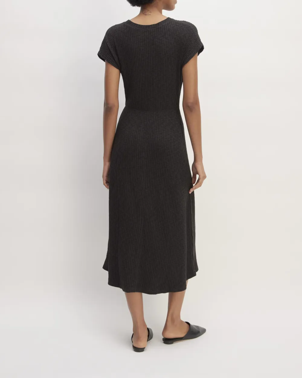 The Rib-Knit Cap-Sleeve Midi Dress