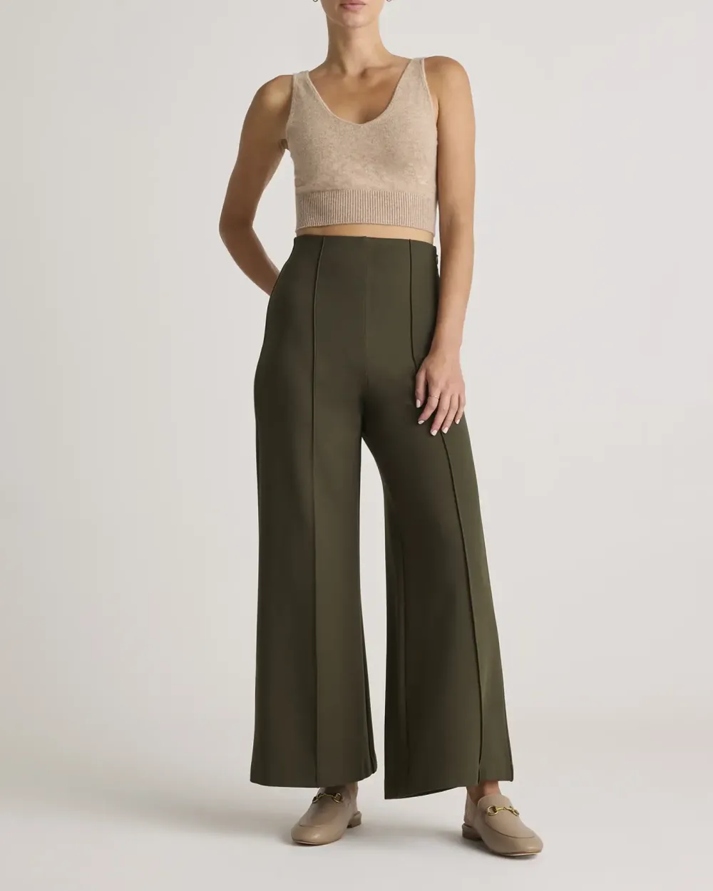 Ultra-Stretch Ponte Super Wide Leg Ankle Pants