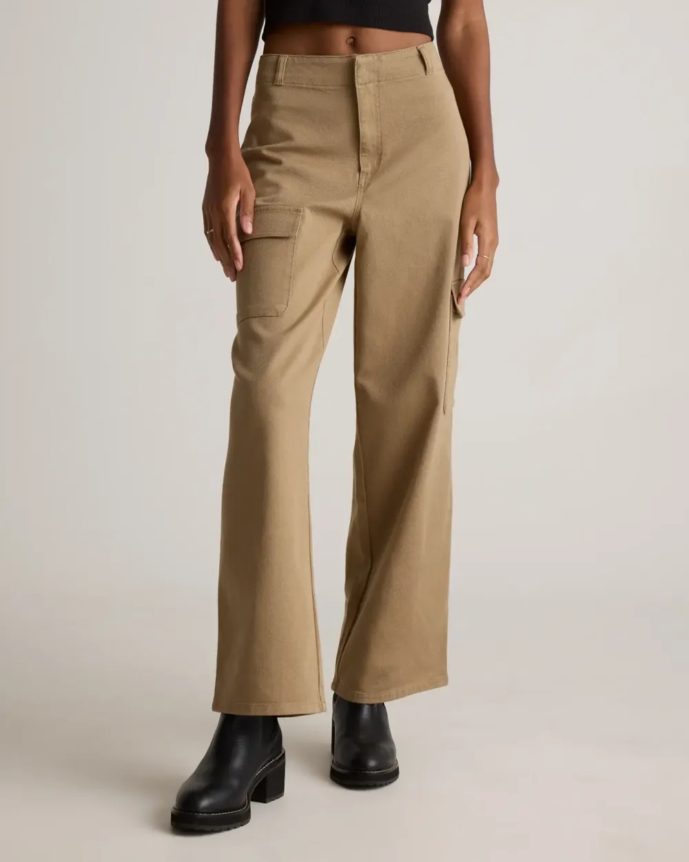 Organic Stretch Cotton Twill Cargo Pants