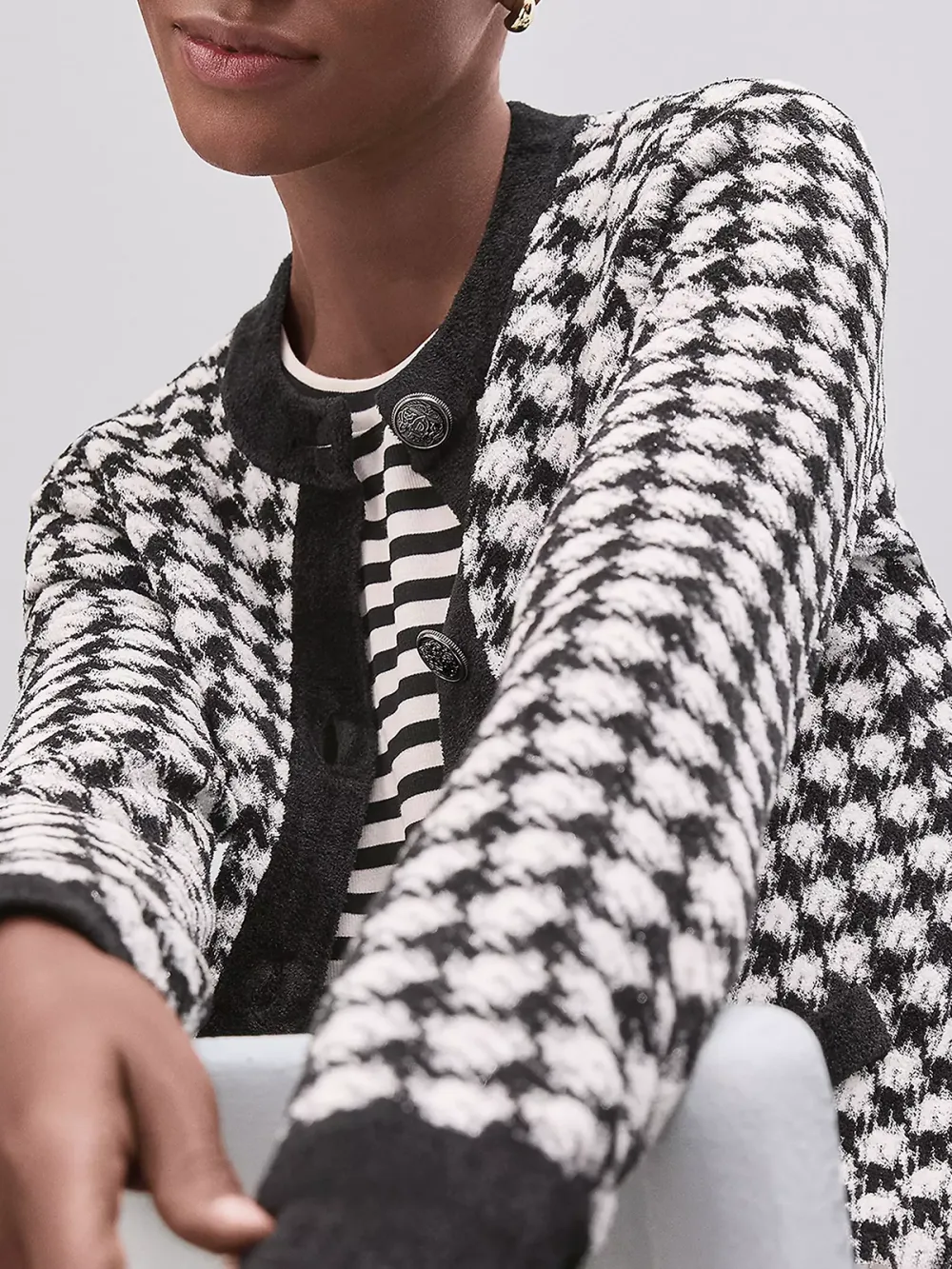 Shimmer Houndstooth Modern Sweater Jacket