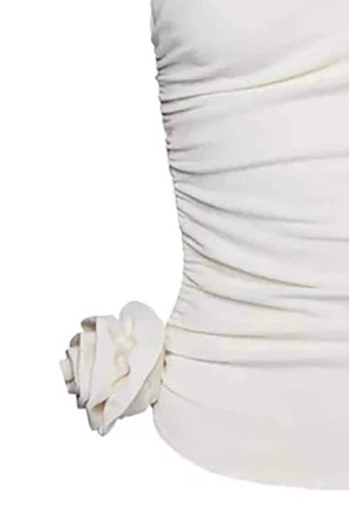 Asymmetrical Rosette Corsage One Shoulder Sleeveless Ruched Jersey Top