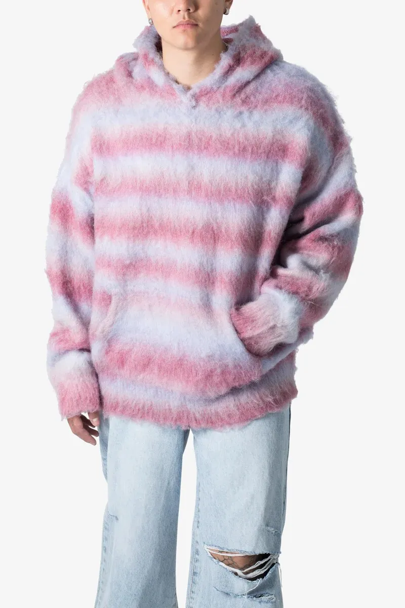 STRIPED MOHAIR HOODIE