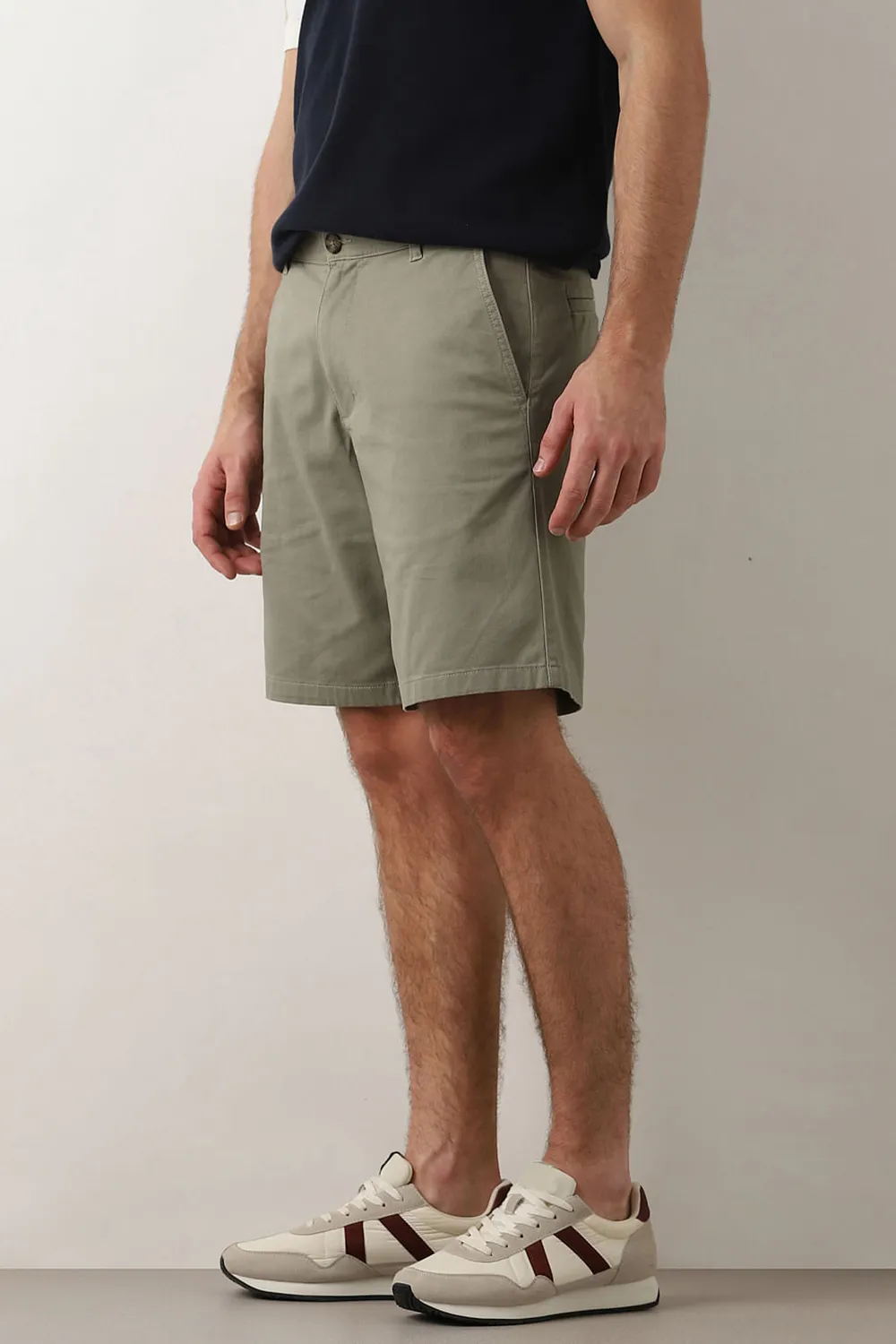 Green Mid Rise Cotton Chino Shorts