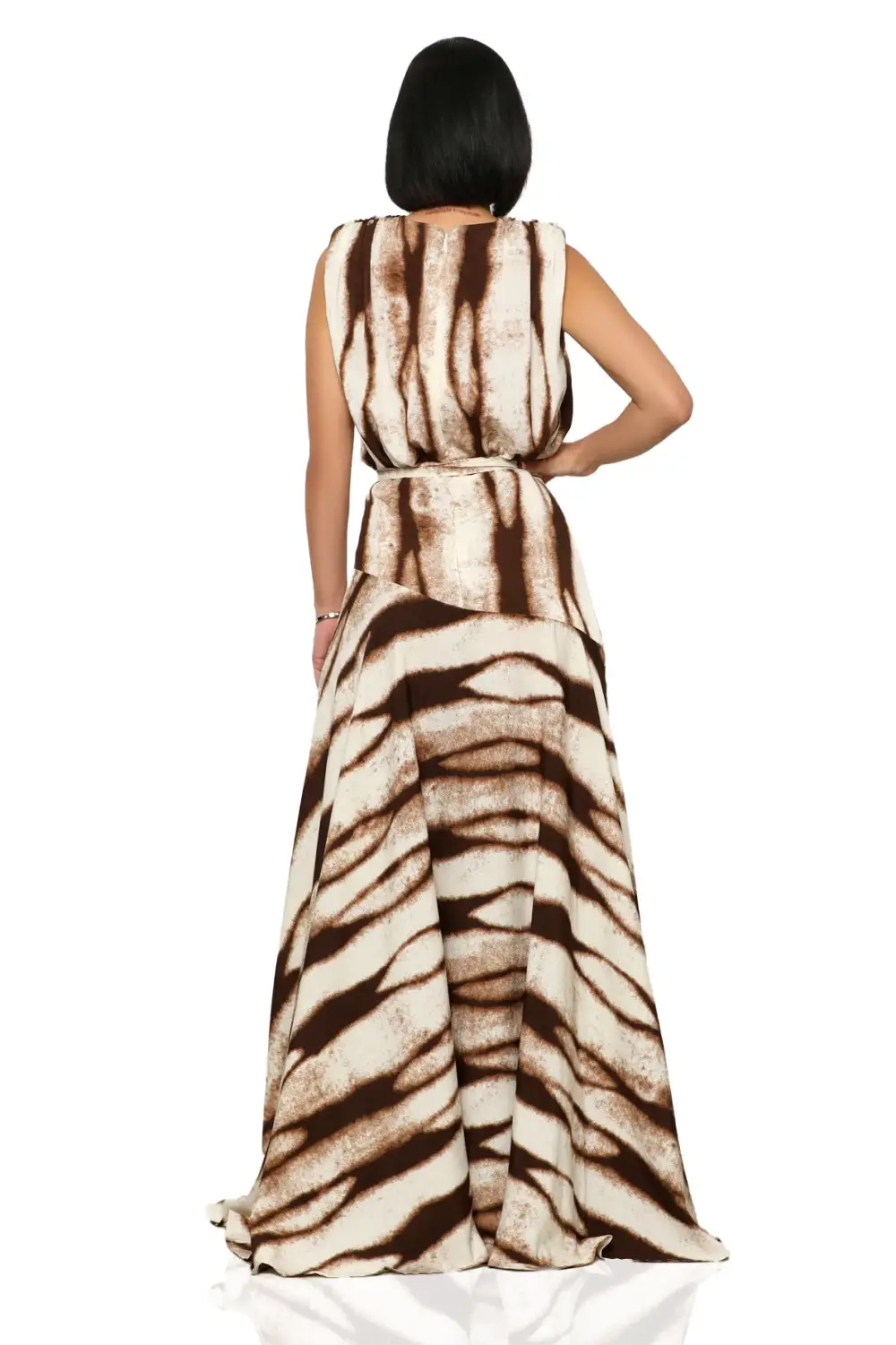 Wild One High Slit Maxi Dress (Brown Multi)