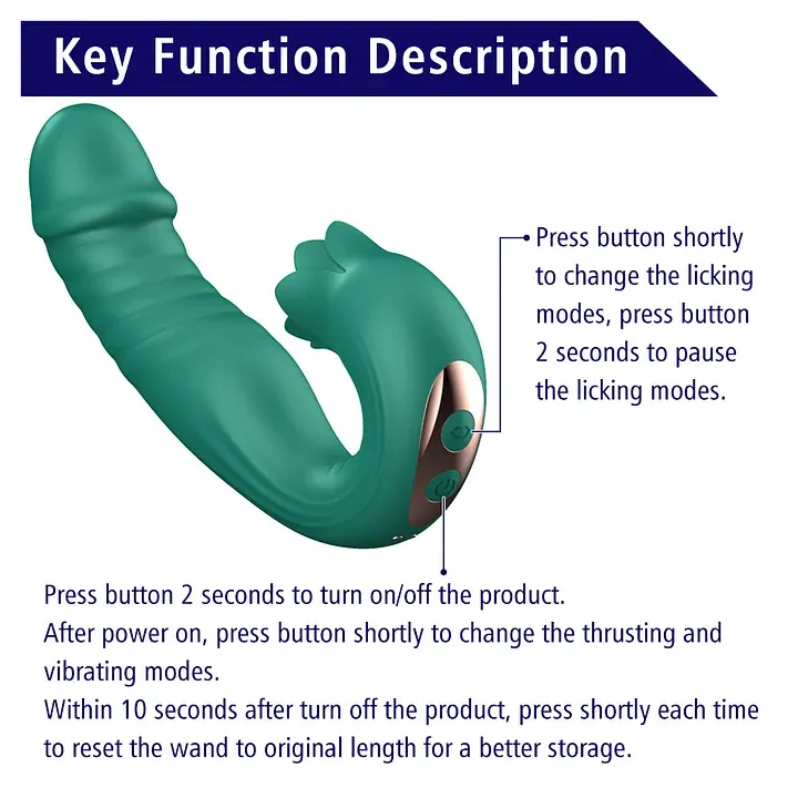 3-in-1 Thrusting Vibrator Sex Toys: 7 Slaps, 7 Vibrations, 5 Tongue Licks and Sucks, G-spot Stimulation with Nipple and Anal Stimulation Functions