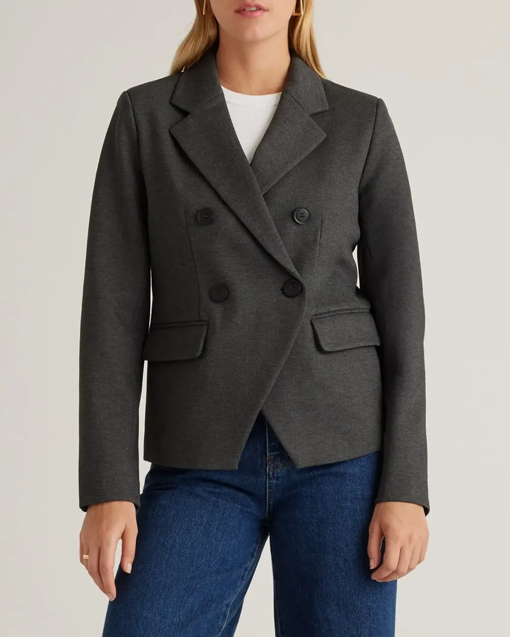 Ultra-Stretch Ponte Double Breasted Blazer