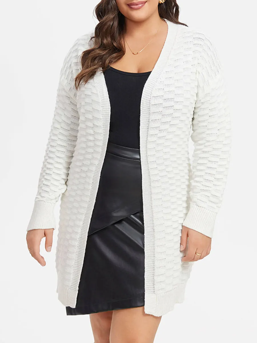 Pointelle Knit Drop Shoulder Cardigan