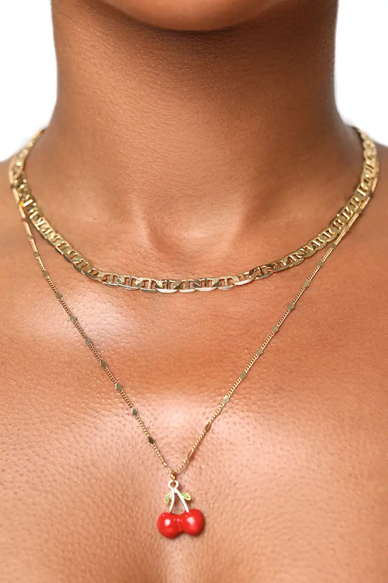 Cherry Popped Layered Necklace (Gold Multi)
