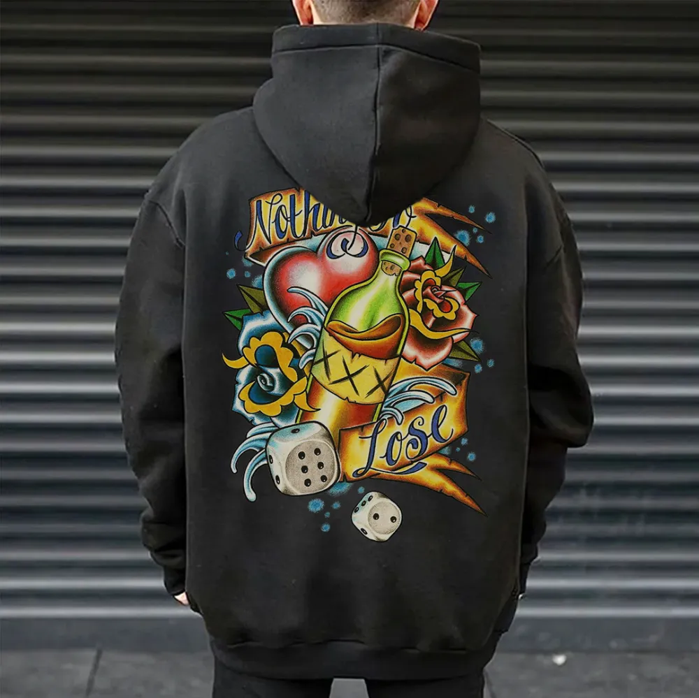 Nothing To Lose Wine Bottle Print Streetwear Hoodie