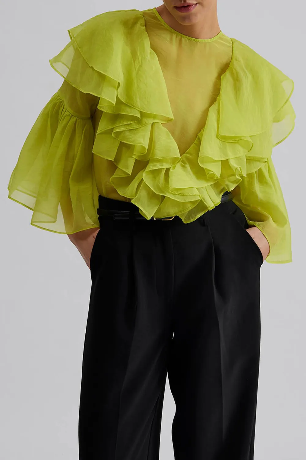 Ruffled Organza Blouse