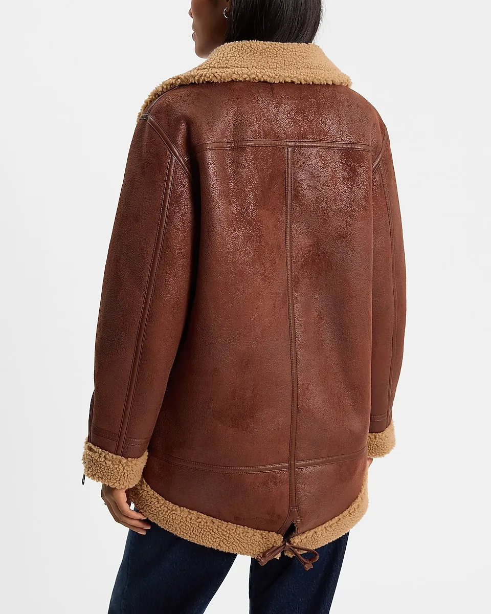 Faux Suede Sherpa Moto Jacket