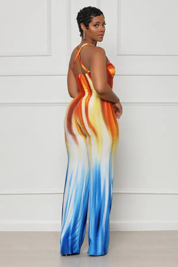 Fire And Ice Jumpsuit (Orange Multi)- FINAL SALE