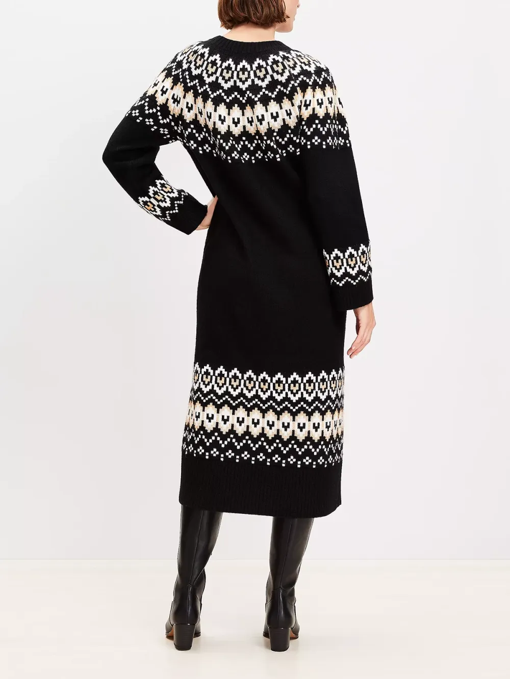 Fair Isle Relaxed Midi Sweater Dress