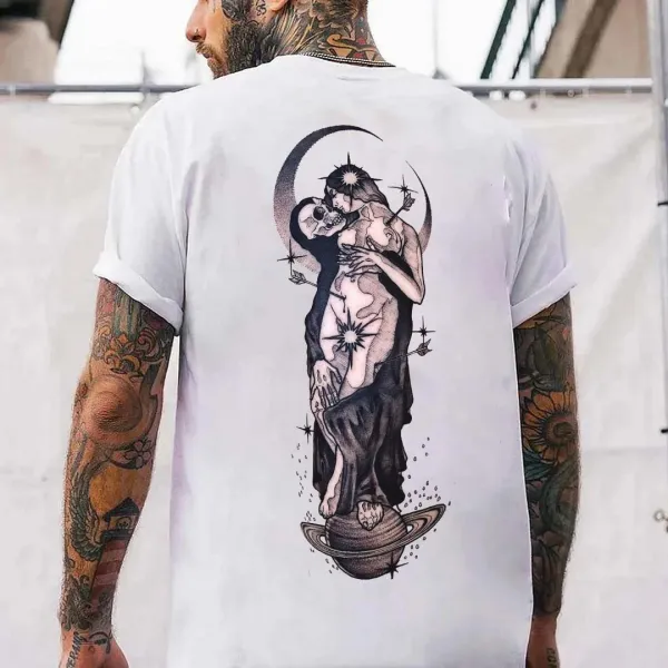Immortal Love Skull Printed Men's T-shirt