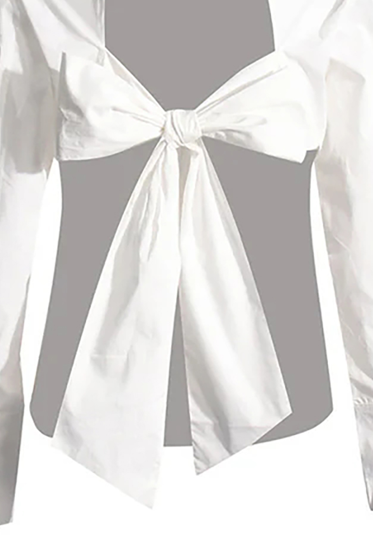 Sexy Bow Tie Trim Cutout Back Long Sleeve Collared Button Down Shirt