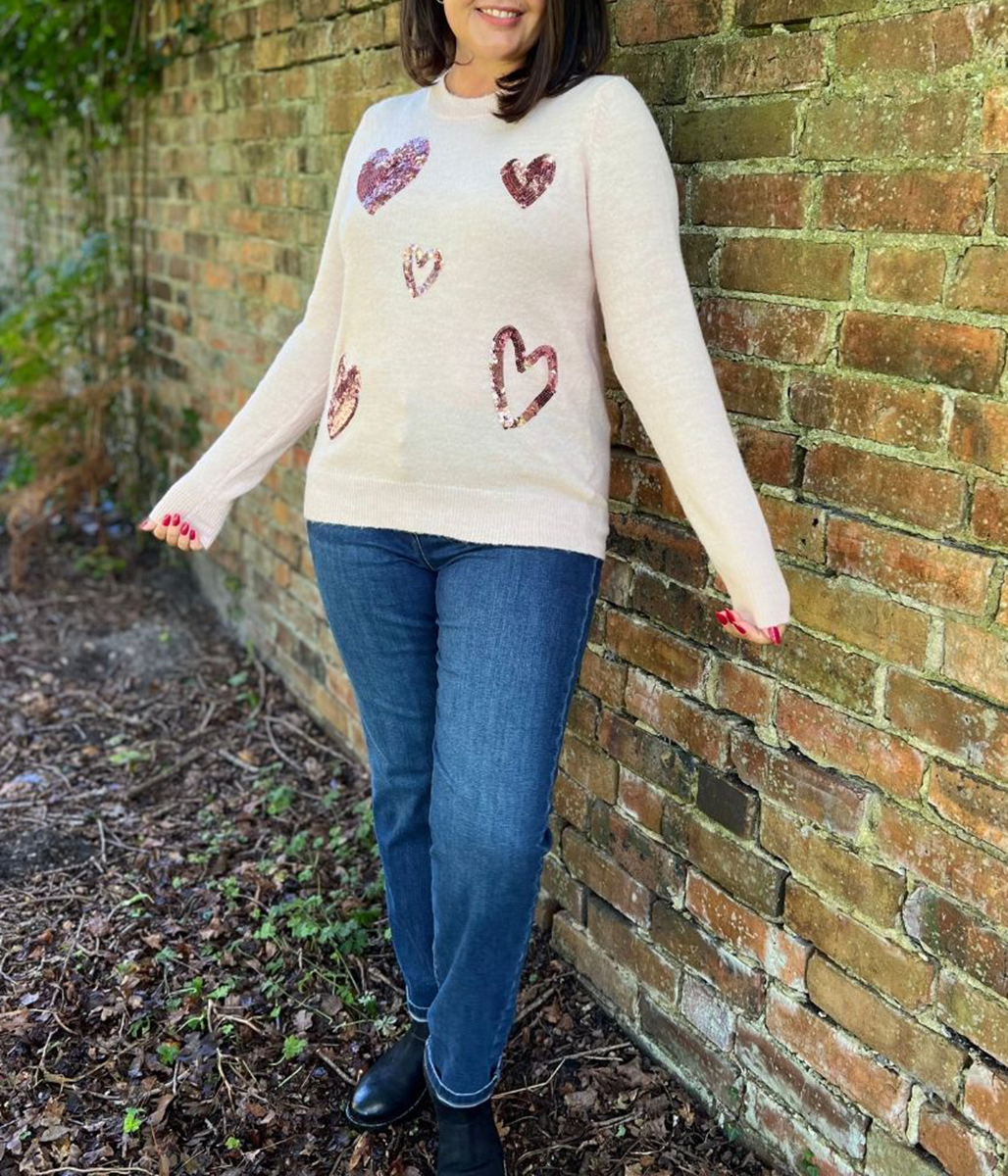 Pink Heart Sequin Jumper