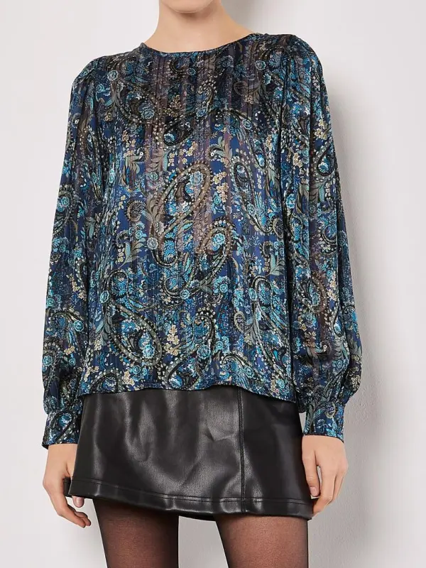 Paisley Sparkle Self Stripe Blouse