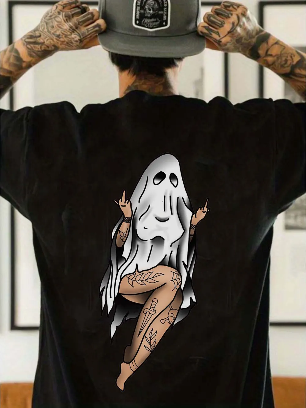 Naughty Sexy Naked Lady Ghost Printed Men's T-shirt