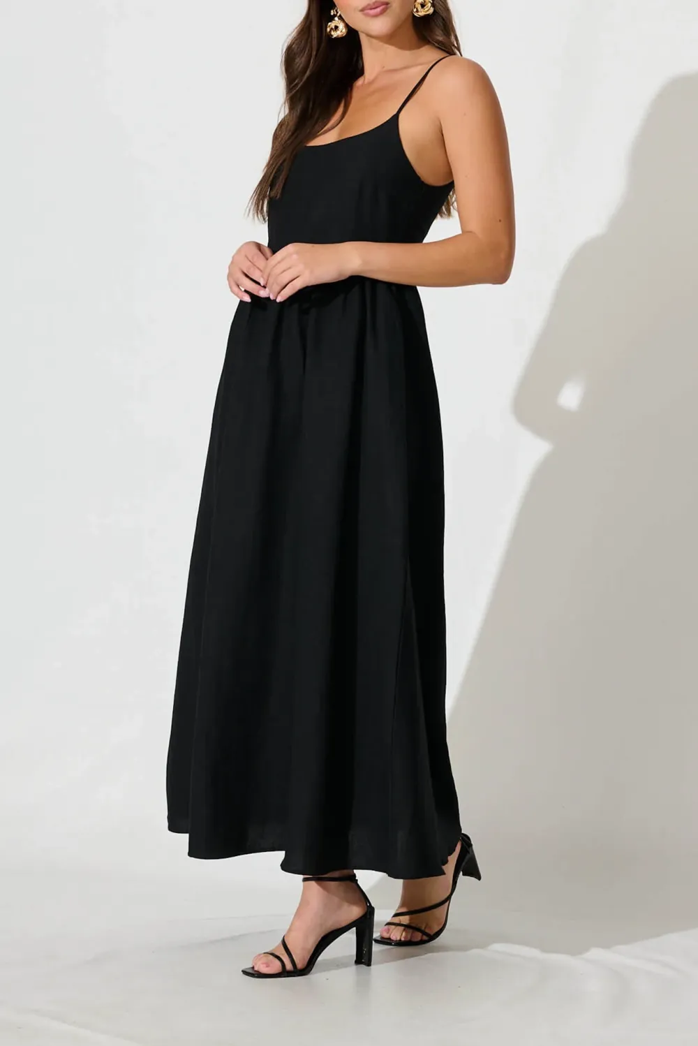 Black Strapless Flowy Maxi Dress