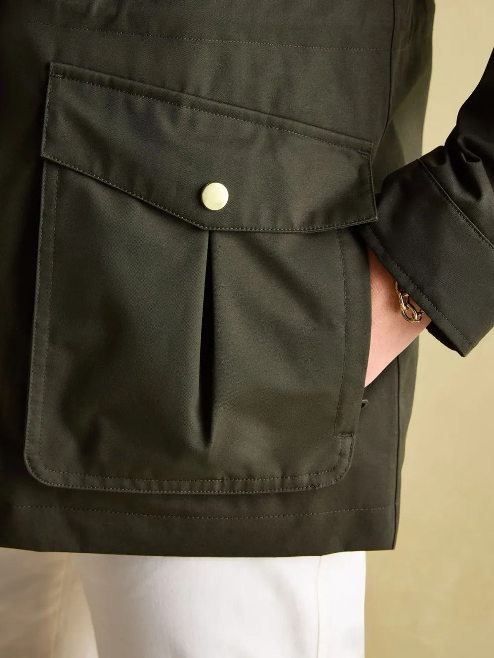 Cotton Khaki Green Waterproof Raincoat