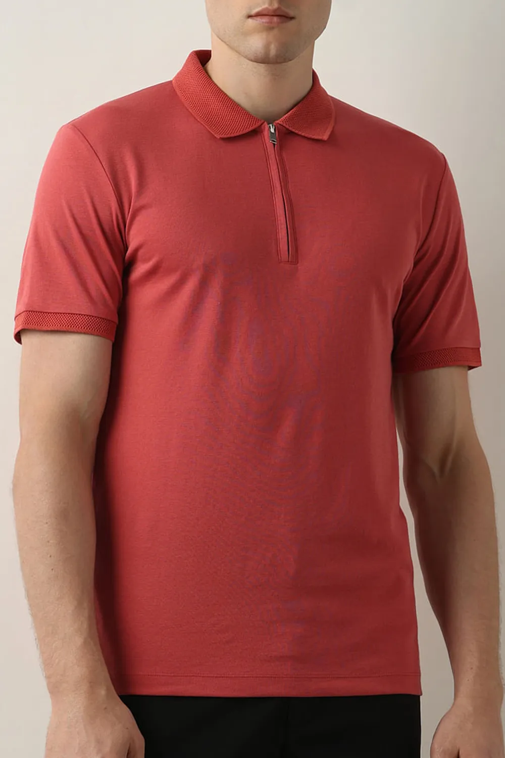 Pink Zip Detail Polo T-shirt