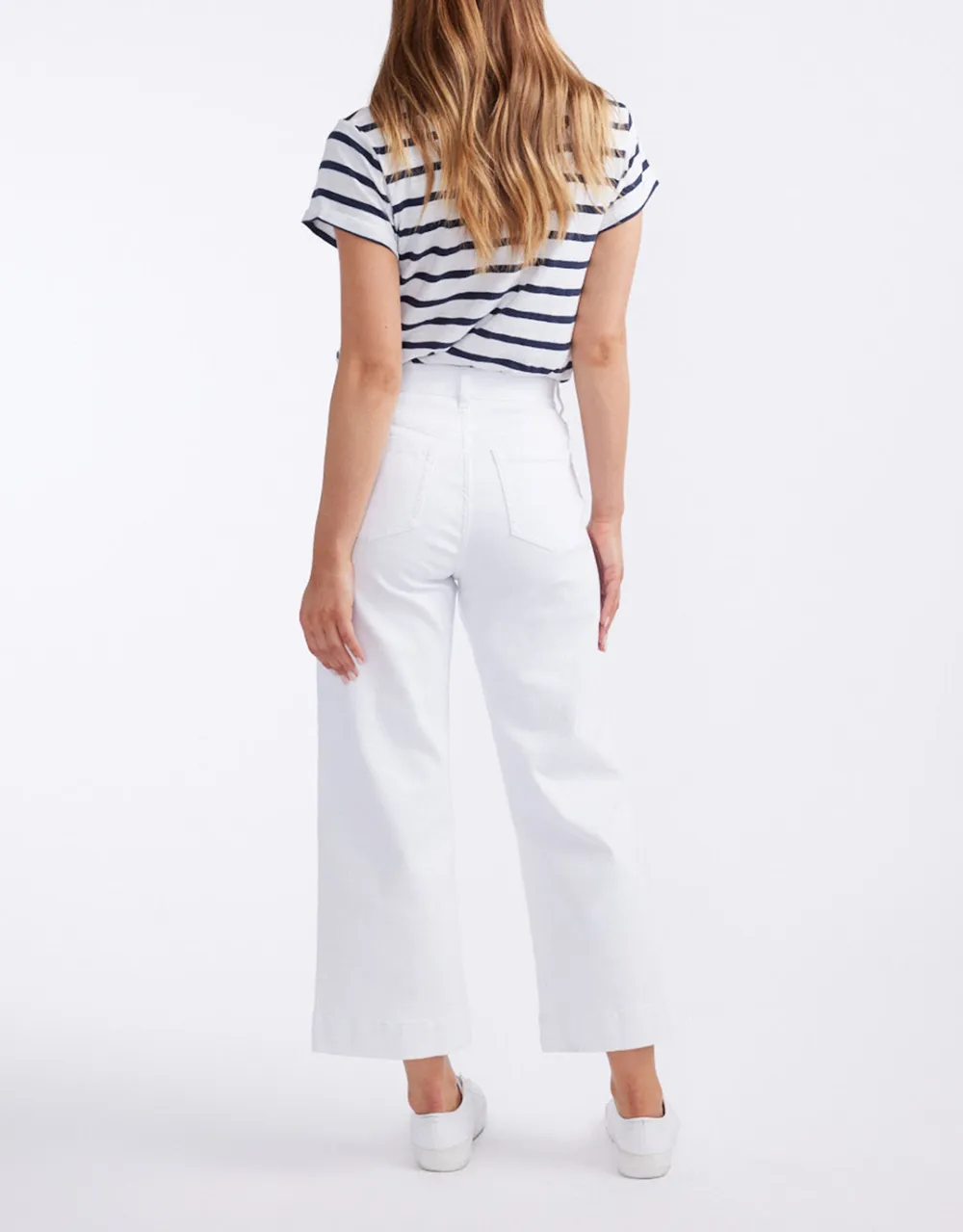 Catalina Cropped Wide Leg Jeans - White